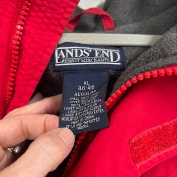 Vintage Lands' End Aircore 200 Red Fleece-Lined Parka Men’s | Winter coat | XL - Picture 5 of 11